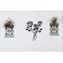 Scwhousi Metal Rose Wall Decor Garden Flower Wall Art,Rustic (14.25'' 1.75'')