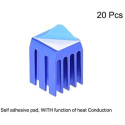 uxcell Heatsink with Thermal Conductive Adhesive Tape 9 x 9 x 12mm Blue 20pcs