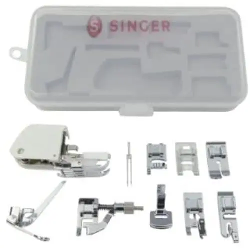 SINGER | Sewing Machine Accessory Kit, Including 9 Presser Feet, Twin Needle, and Case, Clear - Sewing Made Easy SINGER | Sewing Machine Accessory Kit, Including 9 Presser Feet, Twin Needle, and Case, Clear - Sewing Made Easy