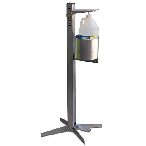 UBT Shield Hand Sanitizer Floor Stand Dispenser, Touchless Pedal Activated Stand, 100% Mechanical, No Batteries or Power Needed, Universal Bottle Fit, Sanitation Station, White, 1 Unit
