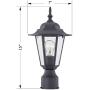 Gruenlich Outdoor Post Lighting Fixture with One E26 Medium Base Max 60W, Metal Housing Plus Glass, Bulb Not Included (Black Finish)