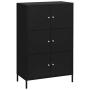 SONGMICS Storage Cabinet, 3-Tier Metal Office Cabinet, Multipurpose Storage Organiser Stand with 6 Doors, 25.6 x 14.3 x 41.4 Inches, Max. Load Capacity 33 lb per Shelf, Black UOMC006B01