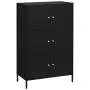 SONGMICS Storage Cabinet, 3-Tier Metal Office Cabinet, Multipurpose Storage Organiser Stand with 6 Doors, 25.6 x 14.3 x 41.4 Inches, Max. Load Capacity 33 lb per Shelf, Black UOMC006B01