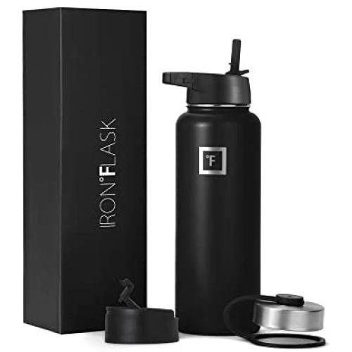 Iron Flask Sports Water Bottle - 14oz,18oz,22oz,32oz,40oz,64oz,3 Lids (Straw Lid),Vacuum Insulated Stainless Steel, Modern Double Walled, Simple Thermo Mug, Hydro Metal Canteen