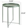 CERBIOR Tray End Table, Round Metal Tray Table Side Sofa Table Anti-Rust and Waterproof Outdoor & Indoor Snack Table Accent Coffee Table, Dark Green