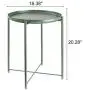 CERBIOR Tray End Table, Round Metal Tray Table Side Sofa Table Anti-Rust and Waterproof Outdoor & Indoor Snack Table Accent Coffee Table, Dark Green