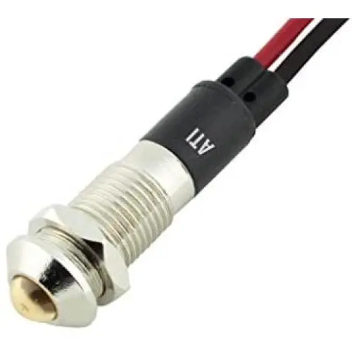Alpinetech PL8B-A 8mm 5/16'' Amber 12V LED Metal Signal Indicator Pilot Dash Light Alpinetech PL8B-A 8mm 5/16'' Amber 12V LED Metal Signal Indicator Pilot Dash Light