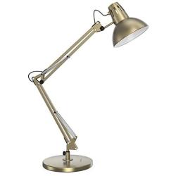 LEPOWER Metal Desk Lamp, Adjustable Goose Neck Architect Table Lamp with On/Off Switch, Swing Arm Desk Lamp with Clamp, Eye-Caring Reading Lamp for Bedroom, Study Room &Office (Brass)