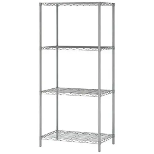 JEROAL 4-Tier Wire Shelving, Metal Wire Shelf Storage Rack, Durable Organizer Unit Perfect for Kitchen Garage Pantry Organization in Grey,21Wx14 Dx46.5 H JEROAL 4-Tier Wire Shelving, Metal Wire Shelf Storage Rack, Durable Organizer Unit Perfect for Kitchen Garage Pantry Organization in Grey,21Wx14 Dx46.5 H