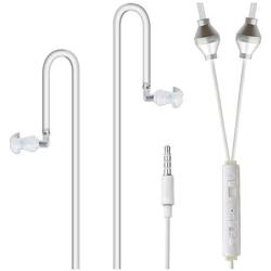 Radiation Free Air Tube Headphones Aluminum Metal Earbuds with Microphone and Volume Control (White)