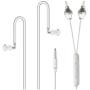 Radiation Free Air Tube Headphones Aluminum Metal Earbuds with Microphone and Volume Control (White)