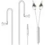Radiation Free Air Tube Headphones Aluminum Metal Earbuds with Microphone and Volume Control (White)