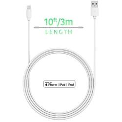 TalkWorks iPhone Charger Lightning Cable 10ft Long Heavy Duty Cord MFI Certified for Apple iPhone 12, 12 Pro/Max, 12 Mini, 11, 11 Pro/Max, XR, XS/Max, X, 8, 7, 6, 5, SE, iPad - White