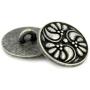 Bezelry 12 Pieces Flower Swirl Antique Silver Metal Shank Buttons 18mm (11/16 inch)