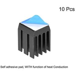 uxcell Heatsink with Thermal Conductive Adhesive Tape 9 x 9 x 12mm Black 10pcs