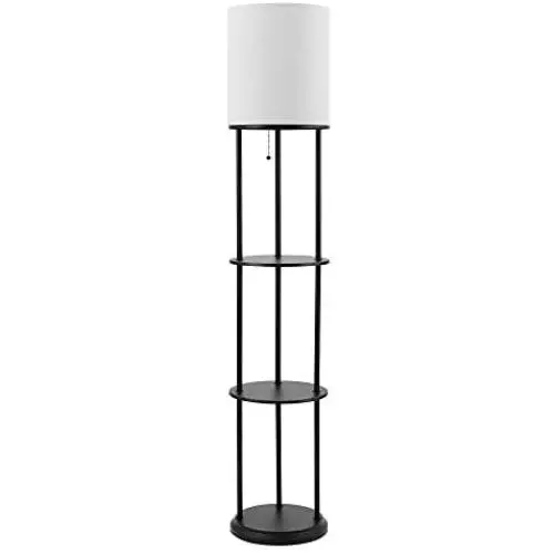 Globe Electric 67042 Reid Floor Lamp, 57.5'', Matte Black with White