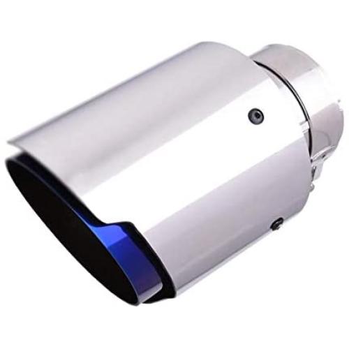 LZZJ Car Universal Blue Exhaust Tip Burnt Tail Pipe Tip Muffler for BMW Benz Audi VW Golf Parts-Stainless Steel (Color : Inlet 67 Outlet 89)