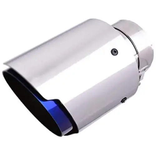 LZZJ Car Universal Blue Exhaust Tip Burnt Tail Pipe Tip Muffler for BMW Benz Audi VW Golf Parts-Stainless Steel (Color : Inlet 67 Outlet 89)