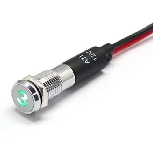 Alpinetech PL8MS 8mm 5/16'' 12V LED Metal Signal Indicator Pilot Dash Light with Symbols (3)