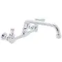Kitchen Sink Faucet Wall Mount - DuraSteel 8'' Center Commercial Kitchen Sink Faucet with 8'' Swivel Spout - Dual Lever Handles - Brass Constructed & Chrome Polished Kitchen Sink Faucet Wall Mount - DuraSteel 8'' Center Commercial Kitchen Sink Faucet with 8'' Swivel Spout - Dual Lever Handles - Brass Constructed & Chrome Polished