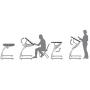 SD STUDIO DESIGNS Triflex Drawing Table, Sit to Stand Up Adjustable Office Home Computer Desk, 35.25'' W X 23.5'' D, Silver/Blue Glass