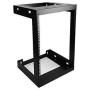 Raising Electronics 15U Wall Mount Open Frame 19 Inch Server Equipment Rack Threaded 15 Inch Depth Black (15U)