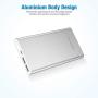 POWERADD Pilot 4GS 12000mAh Portable Charger 8 Pin Input Power Bank with 3A High-Speed Output Compatible with iPhone, iPad, iPod, Samsung and More - Silver (8 Pin Cable Include)