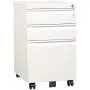 DEVAISE 3 Drawer Mobile File Cabinet with Lock, Metal Filing Cabinet Legal/Letter Size, Fully Assembled Except Wheels, White DEVAISE 3 Drawer Mobile File Cabinet with Lock, Metal Filing Cabinet Legal/Letter Size, Fully Assembled Except Wheels, White