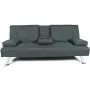 NOUVCOO Modern Linen Upholstered Sofa, Convertible Folding Recliner Lounge Futon Couch with Cup Holders/Armrest/Metal Legs for Living Room Furniture/Home/Small Places/Bedroom, Gray Dark