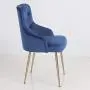 FCQuality Velvet Vanity Chair with Tufted Back Gold Metal Legs Dining Chair Mid Century Modern Upholstered Accent Desk Chair for Living Room Home Office Bedroom, Cobalt/Royal Blue