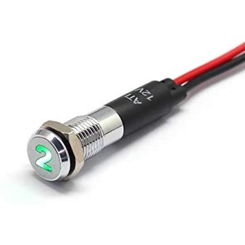 Alpinetech PL8MS 8mm 5/16'' 12V LED Metal Signal Indicator Pilot Dash Light with Symbols (2)