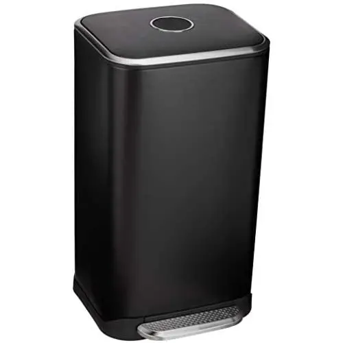Amazon Basics 32 Liter / 8.5 Gallon Soft-Close Metal Trash Can with Liner and Foot Pedal - Black Amazon Basics 32 Liter / 8.5 Gallon Soft-Close Metal Trash Can with Liner and Foot Pedal - Black
