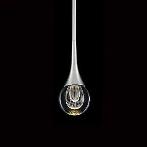 MOTINI 1-Light Teardrop Crystal Pendant Light in Silver Polished Nickel Finish Mini LED Light Globe Metal Rod Ceiling Single Pendant Lighting for Kitchen Bedroom Dining Room Bar Fixture Lights MOTINI 1-Light Teardrop Crystal Pendant Light in Silver Polished Nickel Finish Mini LED Light Globe Metal Rod Ceiling Single Pendant Lighting for Kitchen Bedroom Dining Room Bar Fixture Lights
