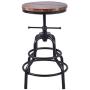 Topower American Antique Industrial Design Metal Adjustable Height Bar Stool Chair Kitchen Dining Breakfast Chair Natural Pinewood Industrial Style (Black 2pcs)