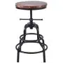 Topower American Antique Industrial Design Metal Adjustable Height Bar Stool Chair Kitchen Dining Breakfast Chair Natural Pinewood Industrial Style (Black 2pcs)