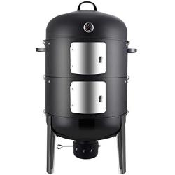 Realcook Charcoal BBQ Smoker Grill - 20 Inch Vertical Smoker for Outdoor Cooking Grilling