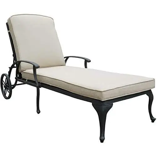 HOMEFUN Chaise Lounge Outdoor Chair with Beige Cushion, Aluminum Pool Side Sun Lounges with Wheels Adjustable Reclining, Patio Furniture Set, Pack of 1(Antique Bronze) HOMEFUN Chaise Lounge Outdoor Chair with Beige Cushion, Aluminum Pool Side Sun Lounges with Wheels Adjustable Reclining, Patio Furniture Set, Pack of 1(Antique Bronze)
