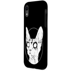 iPhone XR Black Death Metal Sphynx Cat Goth Phone Case