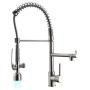 Fapully Commercial Single Handle Pull Down Sprayer Brushed Nickel Kitchen Faucet, Kitchen Sink Faucet with LED Light