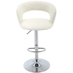 Brage Living Adjustable Height Barstool PU-Leather Bar Stool with Footrest - Ivory