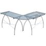 SD STUDIO DESIGNS Futura LS WorkCenter with Tilt Top Adjustable Drafting Table Craft Table Drawing Desk Hobby Table Writing Desk Studio Desk, Silver / Blue Glass