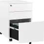 AUTSCA 3 Drawer Mobile File Cabinet with Lock, Fully Assembled Except Casters, Rolling Pedestal Under Desk for Home Office, Lateral Filing Cabinets Printer Stand for A4/Letter/Legal, White AUTSCA 3 Drawer Mobile File Cabinet with Lock, Fully Assembled Except Casters, Rolling Pedestal Under Desk for Home Office, Lateral Filing Cabinets Printer Stand for A4/Letter/Legal, White