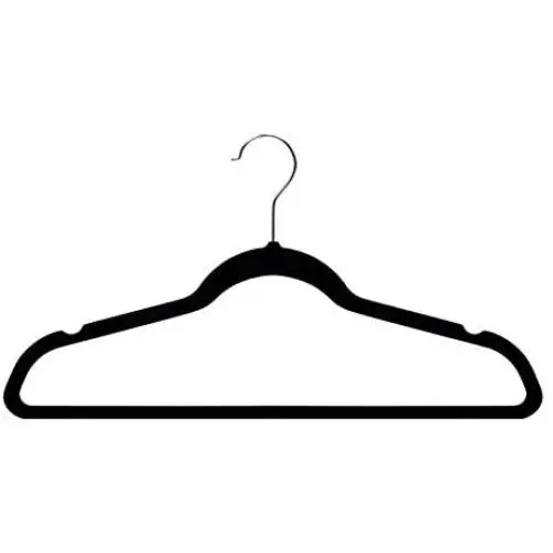 Amazon Basics Slim, Velvet, Non-Slip Clothes Suit Hangers, Black/Silver - Pack of 50
