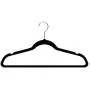 Amazon Basics Slim, Velvet, Non-Slip Clothes Suit Hangers, Black/Silver - Pack of 50
