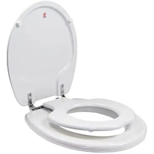TOPSEAT TinyHiney Potty Round Toilet Seat, Adult/Child, w/Chromed Metal Hinges (White) TOPSEAT TinyHiney Potty Round Toilet Seat, Adult/Child, w/Chromed Metal Hinges (White)