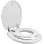TOPSEAT TinyHiney Potty Round Toilet Seat, Adult/Child, w/Chromed Metal Hinges (White)