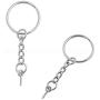 AISIBO Split Key Rings Stainless with Extend Chain Parts Bulk Metal DIY Crafts Keychain Rings with Chain and Screw Eye Pins with 25mm Open Jump Ring and Connector (100 Pack）