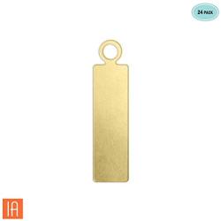 ImpressArt Rectangle Tag w/Ring 5/8'' Premium Metal Stamping Blanks, 24 Pieces, (Brass)