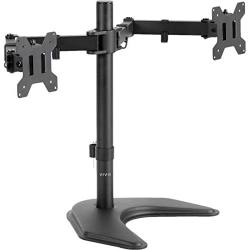 VIVO STAND-V002F Dual LED LCD Monitor Free-Standing Desk Stand for 2 Screens up to 27 Inch Heavy-Duty Fully Adjustable Arms with Max VESA 100x100mm