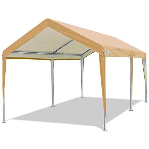 ADVANCE OUTDOOR 20x10 ft Heavy Duty Carport Car Canopy Garage Boat Shelter Party Tent, Adjustable Height from 6.5ft to 8.0ft, Beige